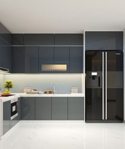 Tủ bếp melamine là 1 loại tủ bếp gỗ công nghiệp được sản xuất trên 1 dây chuyền công nghệ hiện đại.