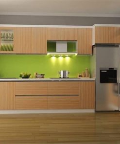 Tủ bếp melamine là 1 loại tủ bếp gỗ công nghiệp được sản xuất trên 1 dây chuyền công nghệ hiện đại.