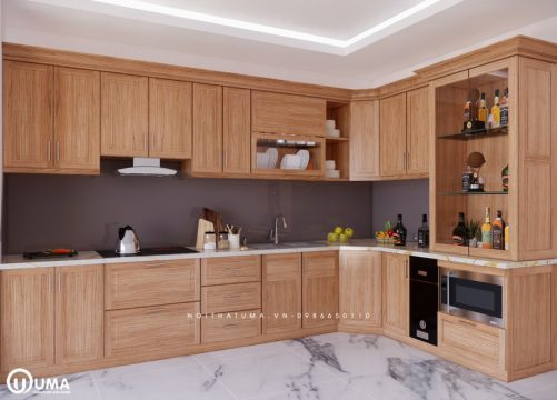 Tủ bếp Gỗ Dổi Mỹ giá tốt nhất Hà Nội- Vietkit Home