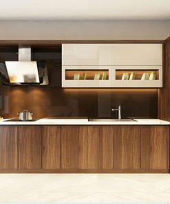 Mẫu Tủ Bếp Gỗ Óc Chó Chữ I- Vietkit Home giá ưu đãi 2021