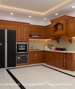 Mẫu Tủ Bếp Gỗ Sồi Nga Đẹp giá rẻ-vietkithome, Tủ Bếp Gỗ Sồi Nga