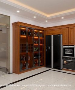 Mẫu Tủ Bếp Gỗ Sồi Nga Đẹp giá rẻ-vietkithome, Tủ Bếp Gỗ Sồi Nga