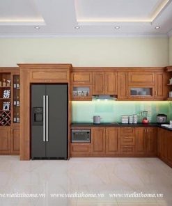 Mẫu Tủ Bếp Gỗ Sồi Nga Đẹp giá rẻ-vietkithome, Tủ Bếp Gỗ Sồi Nga