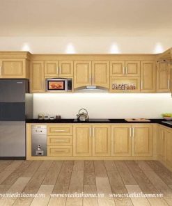 Mẫu Tủ Bếp Gỗ Sồi Nga Đẹp giá rẻ-vietkithome, Tủ Bếp Gỗ Sồi Nga