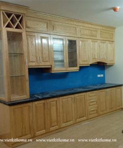 Mẫu Tủ Bếp Gỗ Sồi Nga Đẹp giá rẻ-vietkithome, Tủ Bếp Gỗ Sồi Nga