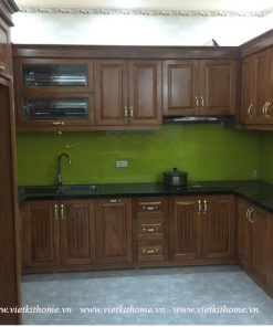 Mẫu Tủ Bếp Gỗ Sồi Nga Đẹp giá rẻ-vietkithome, Tủ Bếp Gỗ Sồi Nga
