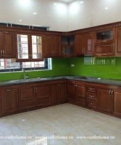 Mẫu Tủ Bếp Gỗ Sồi Nga Đẹp giá rẻ-vietkithome, Tủ Bếp Gỗ Sồi Nga