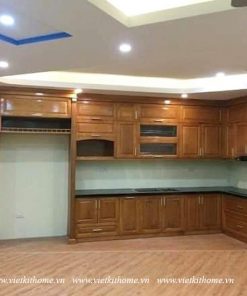 Mẫu Tủ Bếp Gỗ Sồi Nga Đẹp giá rẻ-vietkithome, Tủ Bếp Gỗ Sồi Nga