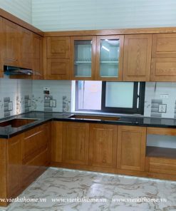 Mẫu Tủ Bếp Gỗ Sồi Nga Đẹp giá rẻ-vietkithome, Tủ Bếp Gỗ Sồi Nga