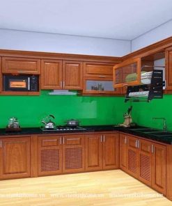 Mẫu Tủ Bếp Gỗ Sồi Nga Đẹp giá rẻ-vietkithome, Tủ Bếp Gỗ Sồi Nga