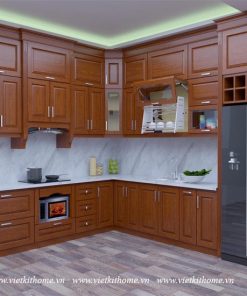Tủ Bếp Gỗ Sồi Nga Đẹp giá rẻ