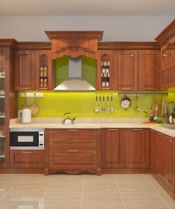 Tủ bếp gỗ xoan đào- Gỗ Xoan Đào Vietkit Home