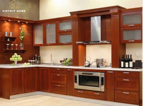 Tủ bếp gỗ xoan đào- Gỗ Xoan Đào Vietkit Home