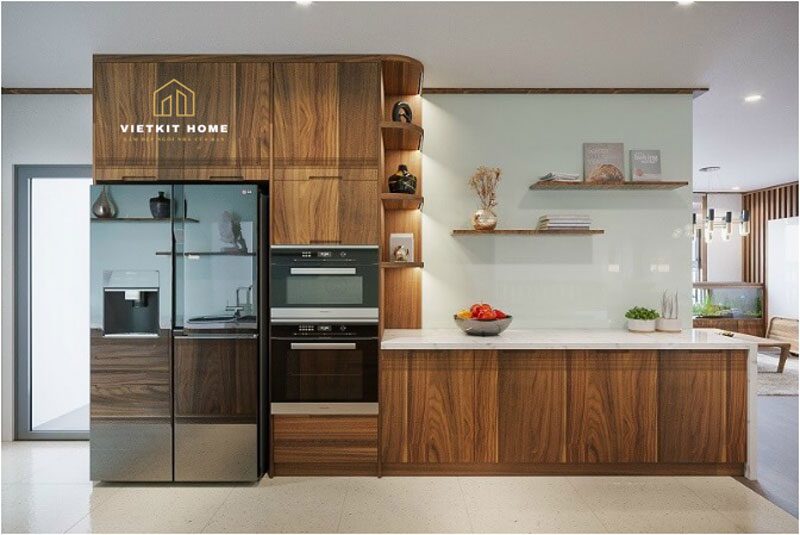 Tủ bếp gỗ óc chó