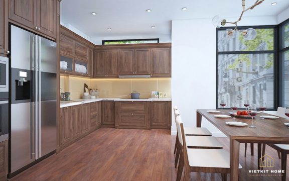 Tủ bếp gỗ óc chó -Vietkit Home