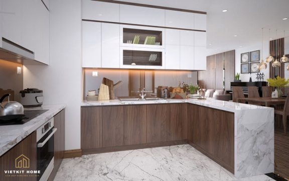 Tủ bếp gỗ óc chó -Vietkit Home