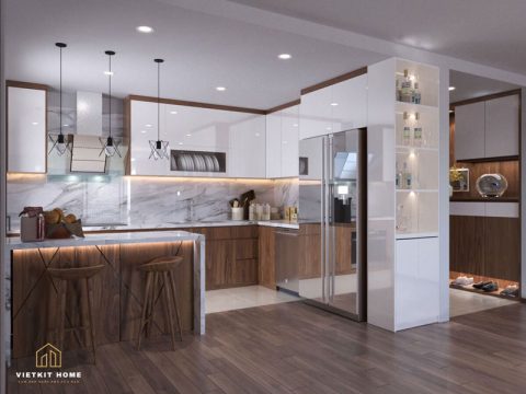 Tủ bếp gỗ óc chó -Vietkit Home
