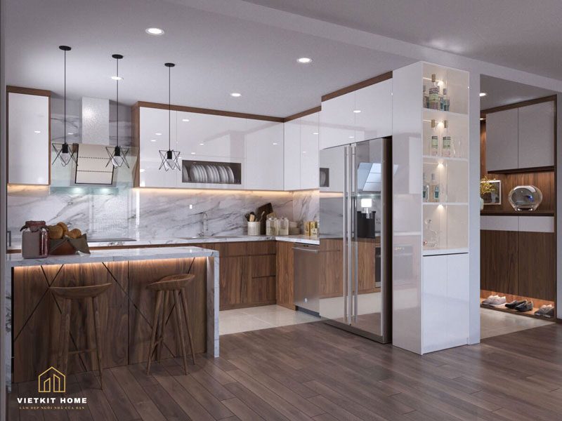 Tủ bếp gỗ óc chó -Vietkit Home