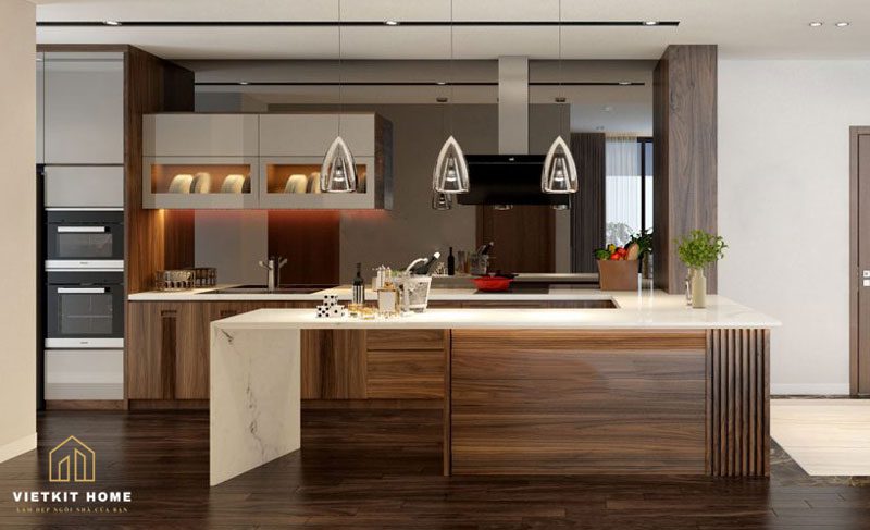 Tủ bếp gỗ óc chó -Vietkit Home