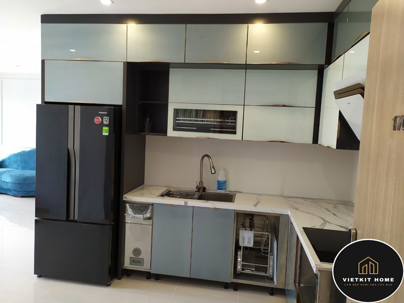 Tủ Bếp Inox Cánh Kính Cường Lực- Vietkit Home