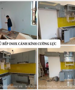 Làm Tủ Bếp Inox Cánh Kính Cường Lực tại Hoài Đức Hà Nội