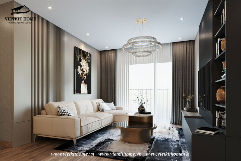 Thiết kế nội thất phòng khách chung cư Bình Minh Garden căn 2 ngủ giá rẻ