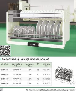 Kích thước Giá bát nâng hạ 304