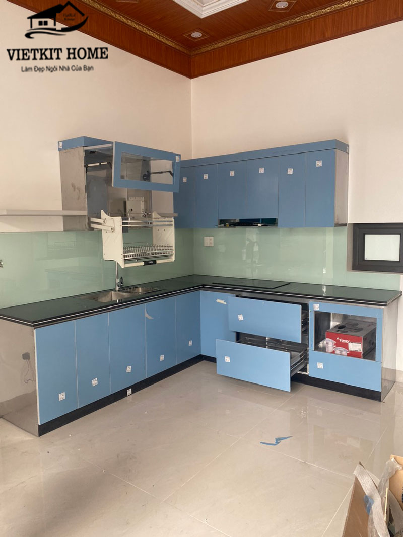 Tủ bếp Inox 304 cánh Acrylic bóng gương