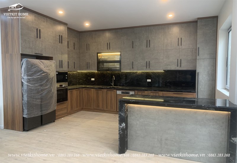 Tủ bếp gỗ MDF An Cường phủ Melamine