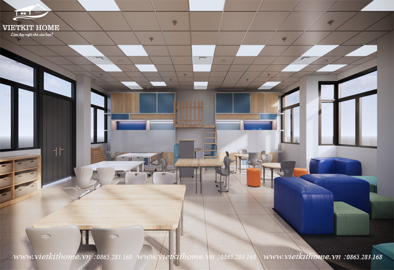 Ảnh 3D phòng học do Vietkit Home thiết kế