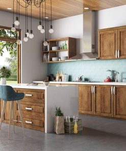 tủ bếp inox cánh gỗ xoan đào