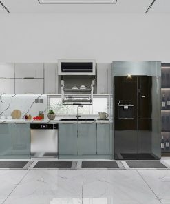 tủ bếp inox cánh kính