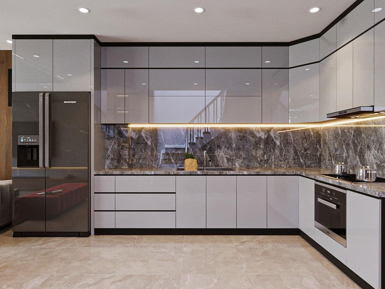 Tủ bếp inox cánh Acrylic